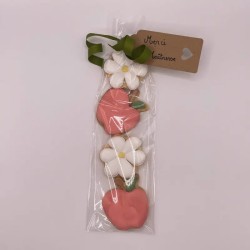 Biscuit décoré -  Sachet pommes et fleurs