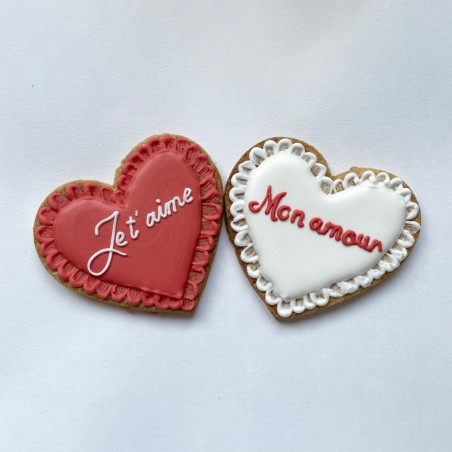 Cœur dentelle - Biscuit décoré personnalisé