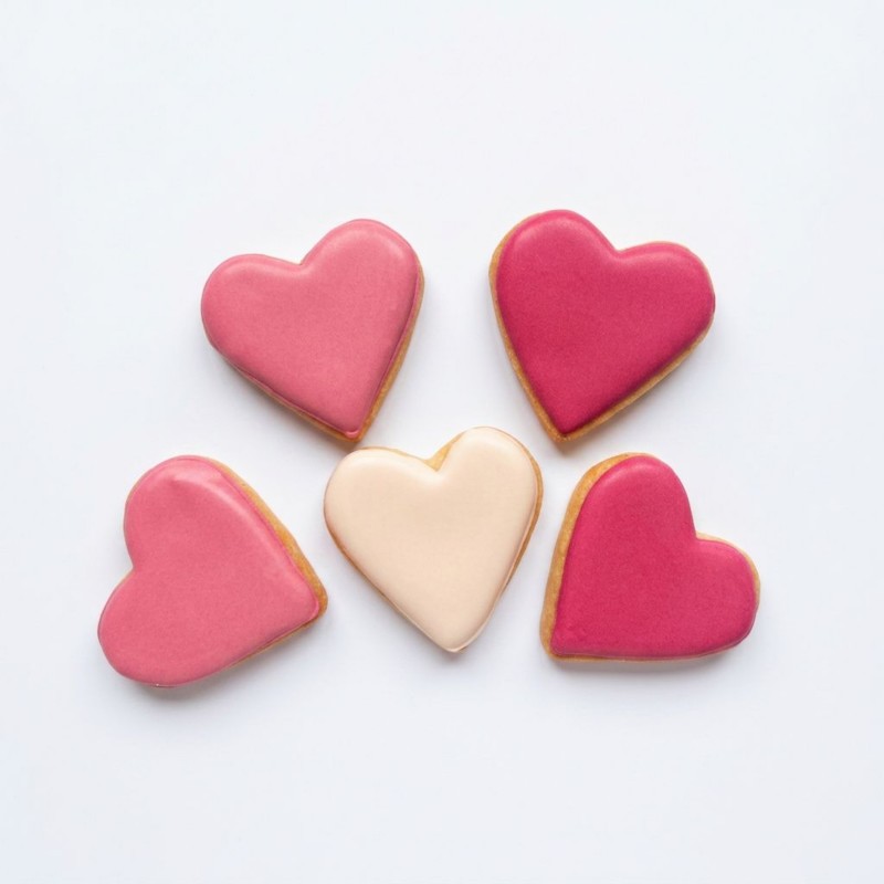 Sachet de 5 mini cœurs - Biscuits décorés